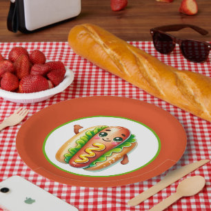 Fun hotdog lovers party paper plates