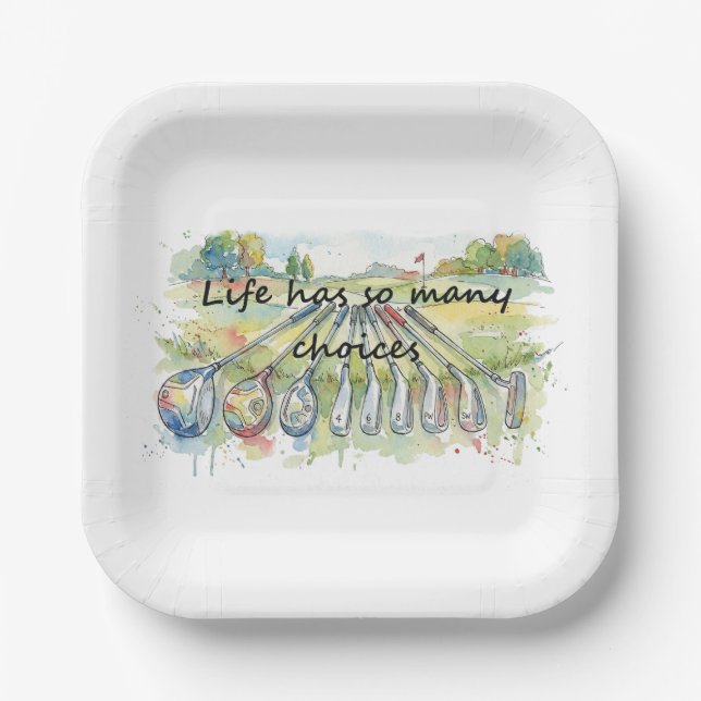 Fun Humor Golf Golfing Quote Life Choices Paper Plate (Front)