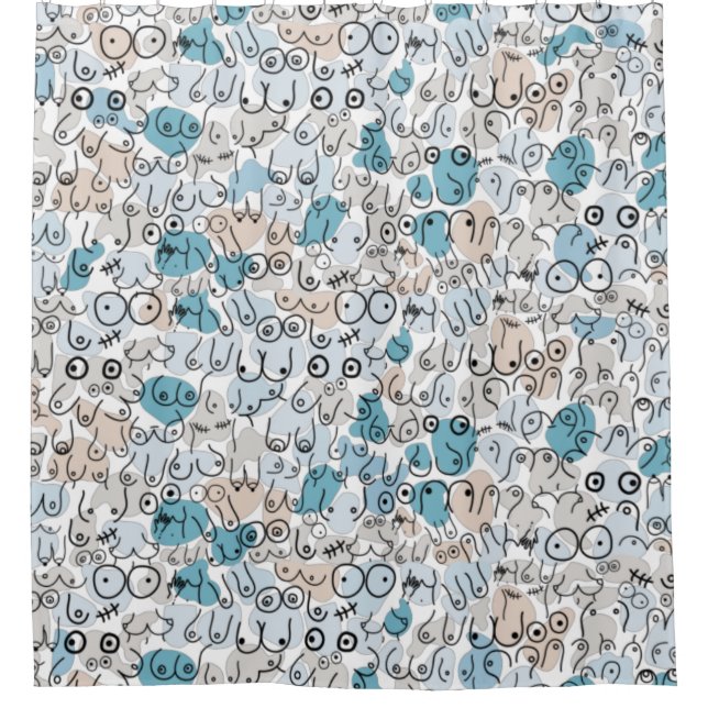 Fun humour blue mum shower curtain (Front)