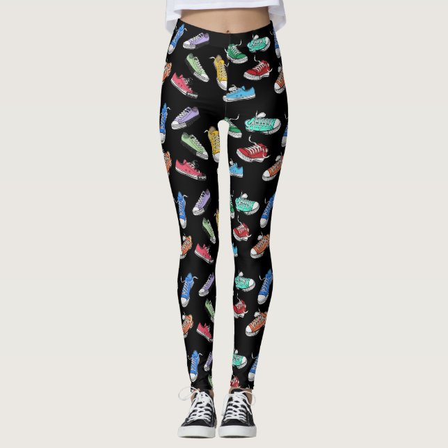 Fun Humour Comic Cartoon Runners Running Shoes Leggings (Front)