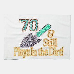 Fun Humour Gardening 70th Birthday Gift for HER Tea Towel