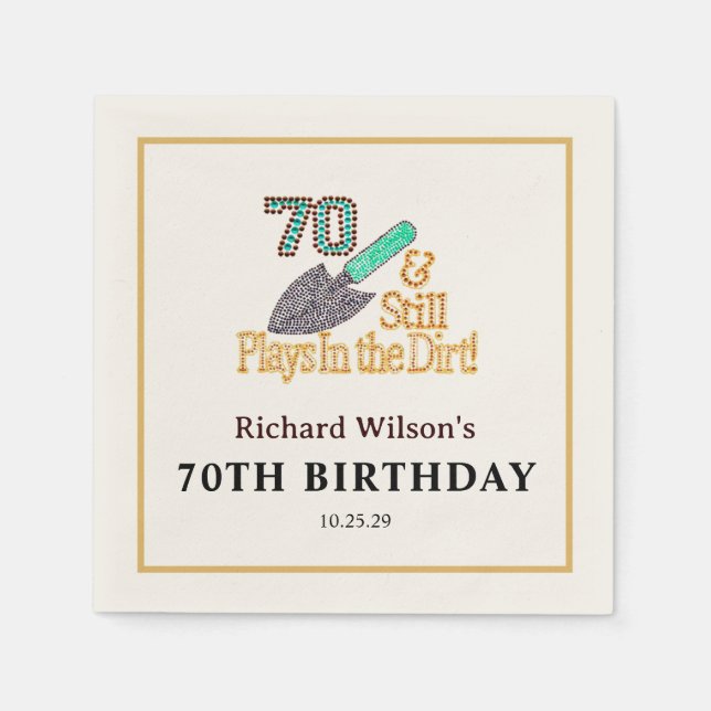 Fun Humour Gardening 70th Birthday Party Gift Napkin (Front)