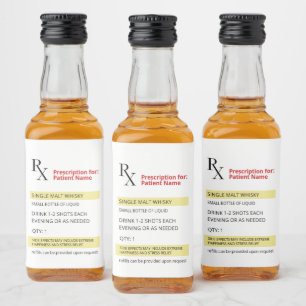 Fun Humour Novelty Rx PrescriptionLabel Liquor Bottle Label