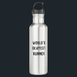 Fun Humour World's Okayest Runner Modern Type 710 Ml Water Bottle<br><div class="desc">Fun modern typography reads WORLD'S OKAYEST RUNNER in a minimalist black and white design.</div>