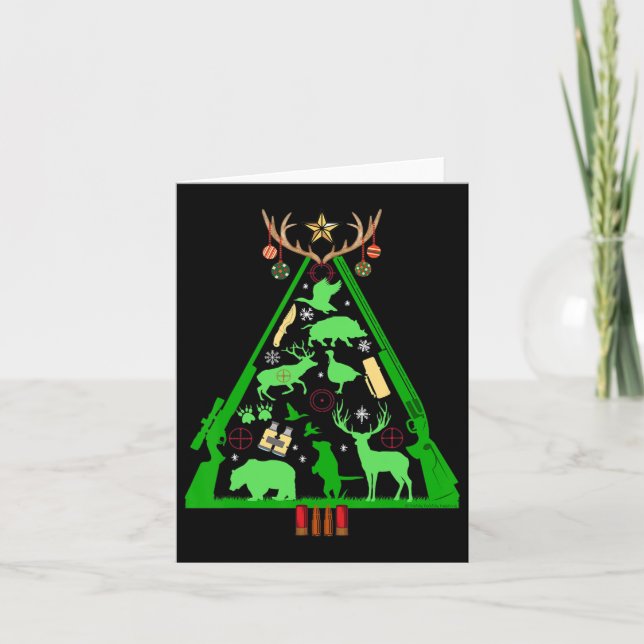 Fun Hunting Deer And Elk Hunter Christmas Tree Hun Card (Front)