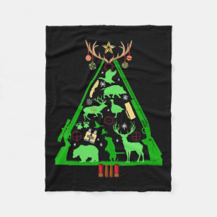 Fun Hunting Deer And Elk Hunter Christmas Tree Hun Fleece Blanket