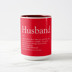 Fun Husband Definition Quote Modern Red Two-Tone Coffee Mug