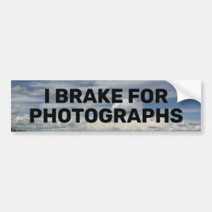 Fun "I Brake for Photographs" Bumper Sticker
