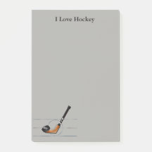 Fun "I love Hockey" "10x6" "post it notes" w/puck