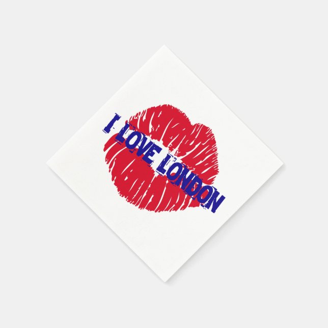 Fun "I Love London" red lipstick kiss subway sign, Napkin (Corner)