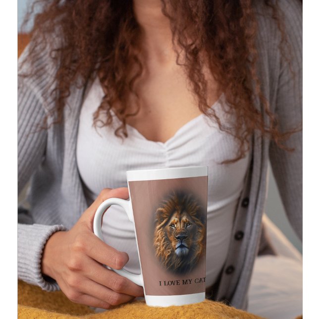 Fun "I Love My Cat" Lion Latte Mug Rose Gold (Creator Uploaded)