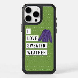 Fun I Love Sweater Weather White Polka Dots Green