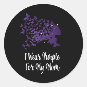 Fun I Wear Purple For My Mum Heimerheimer Awarenes Classic Round Sticker