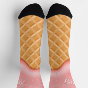 Fun Ice Cream Cone Sweet Victory Sprinkles Pink Socks