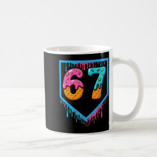 Fun Ice Cream Drip 67 Number 6-7 6 7 Baseball Six  Coffee Mug