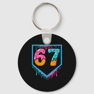 Fun Ice Cream Drip 67 Number 6-7 6 7 Baseball Six Key Ring