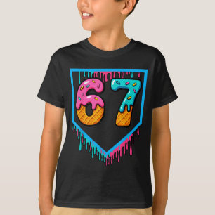 Fun Ice Cream Drip 67 Number 6-7 6 7 Baseball Six T-Shirt