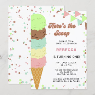Fun Ice cream party Birthday invitation