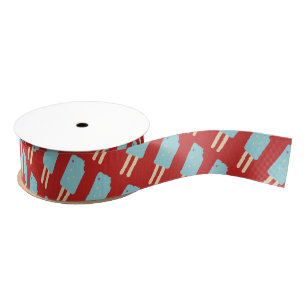 Fun Ice Cream Pop Sprinkles Red Party Grosgrain Ribbon