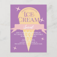  Fun Ice Cream Social Flyer Invitation  Purple 