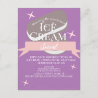 Fun Ice Cream Social Flyers Invitation Purple