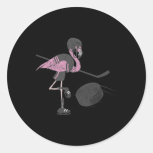 Fun Ice Hockey - Flamingo Hockey Player  Classic Round Sticker