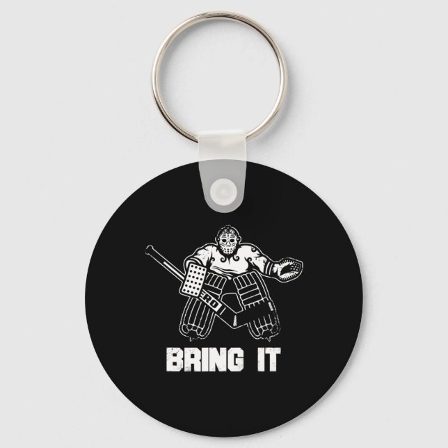 Fun Ice Hockey Player Gift Goalie Apparel Graphic  Key Ring (Front)