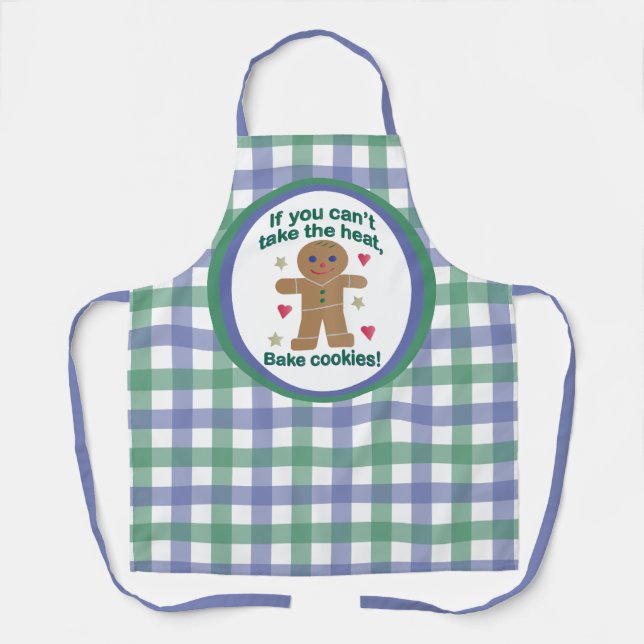 Fun "If You Can't Take the Heat" Gingerbread Man Apron (Front)