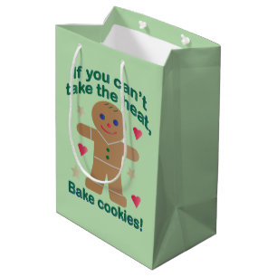 Fun "If You Can't Take the Heat" Gingerbread Man Medium Gift Bag