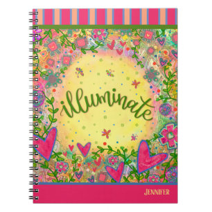 Fun Illuminate Yellow Floral Heart Notebook