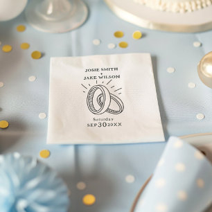 Fun illustrated wedding rings napkin