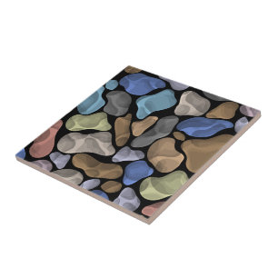 Fun illustration of stones for bathroom Colourful Tile