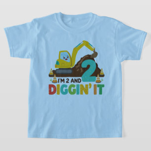 Fun I'm 2 and Diggin' It Birthday Illustration T-Shirt