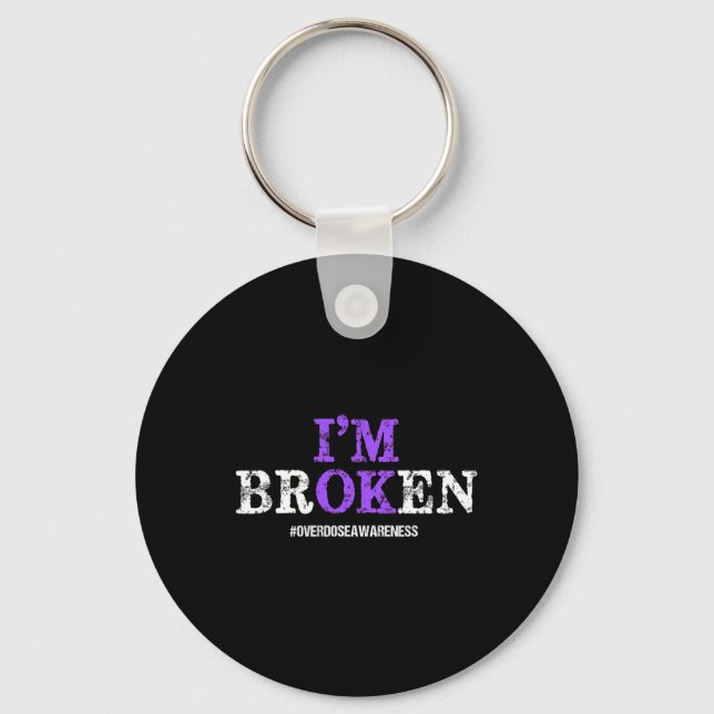 Fun I'm broken Overdose Pruple Ribbon Overdose Awa Key Ring (Front)