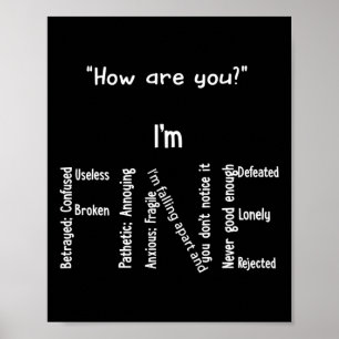 Fun I'm Fine Depression Mental Health Awareness  Poster