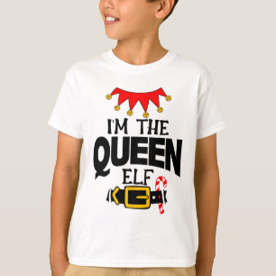 Fun Im The Queen Elf Costumes Christmas Family Mat T-Shirt