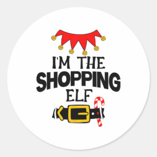Fun Im The Shopping Elf Costumes Christmas Family Classic Round Sticker