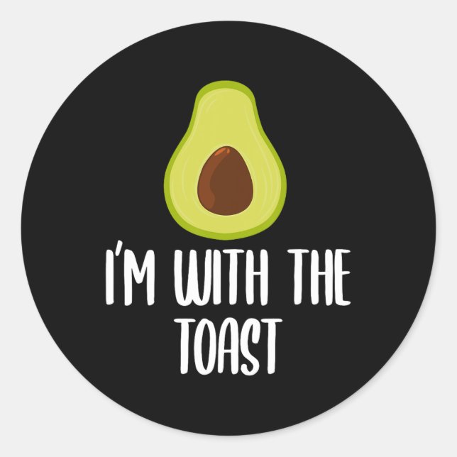 Fun I'm With The Toast Avocado Halloween Couples C Classic Round Sticker (Front)