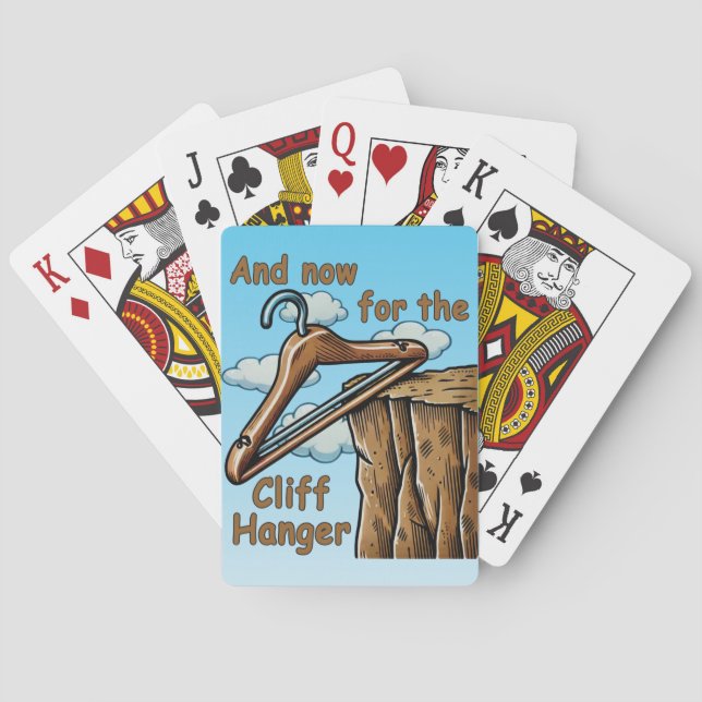 Fun Image of Cliff Hanger with Playful Wordplay Playing Cards (Back)