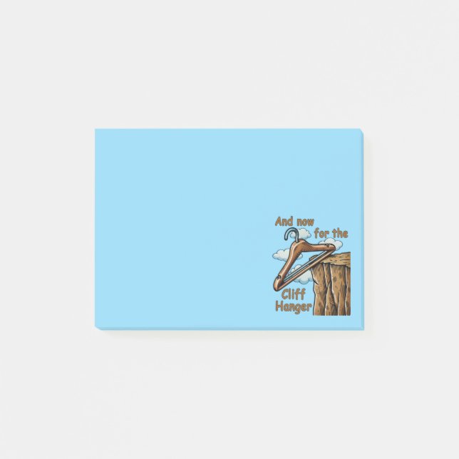 Fun Image of Cliff Hanger with Playful Wordplay Post-it Notes (Front)