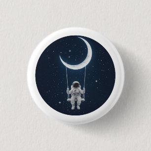 Fun in Space - Astronaut Swinging on the Moon 3 Cm Round Badge