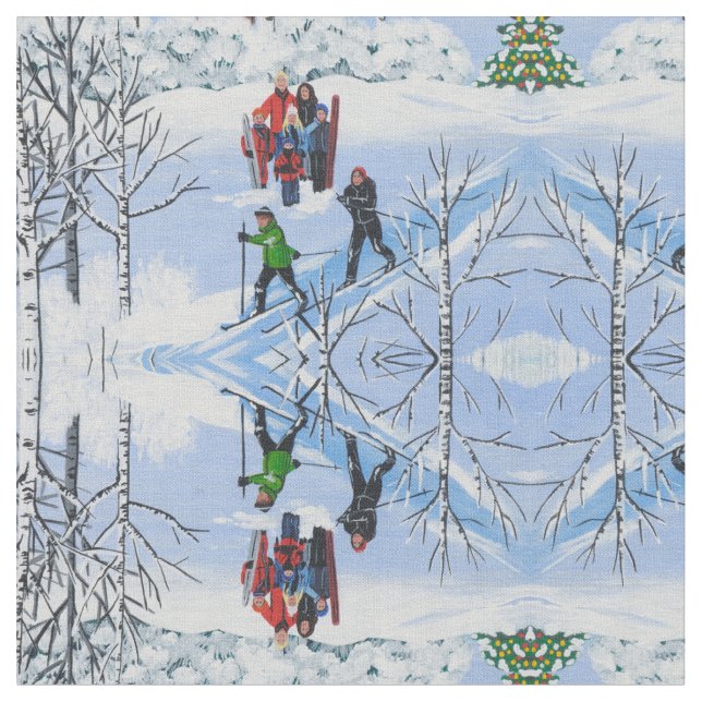 Fun in the Christmas Snow Fabric (Close Up)