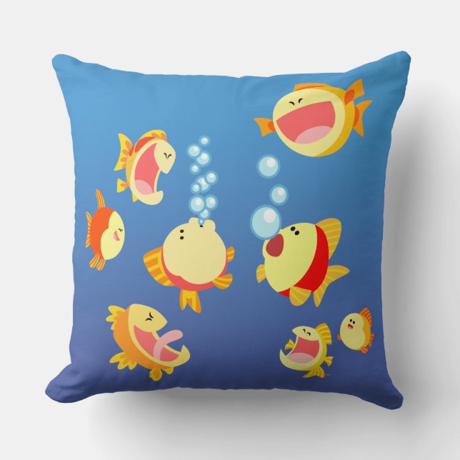 Fun in The Fish Tank (Cartoon Fish) Pillow (Front)