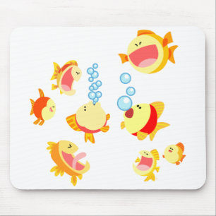 Fun in The Fish Tank Cartoon Mousepad