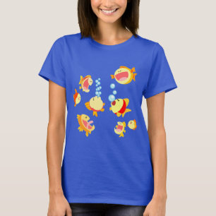 Fun in The Fish Tank cartoon women T-Shirt