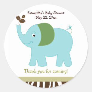 Fun in the Jungle Elephant Round Favour Sticker