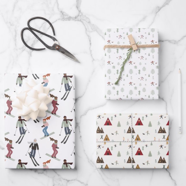 fun in the snow holiday wrapping paper sheets (Front)