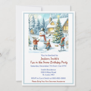 Fun in the Snow Kids Birthday  Invitation