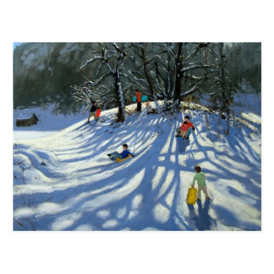 Fun in the snow Morzine France Postcard