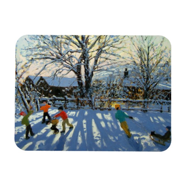 Fun in the snow Tideswell Derbyshire Magnet (Horizontal)